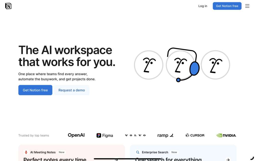 Notion website design example