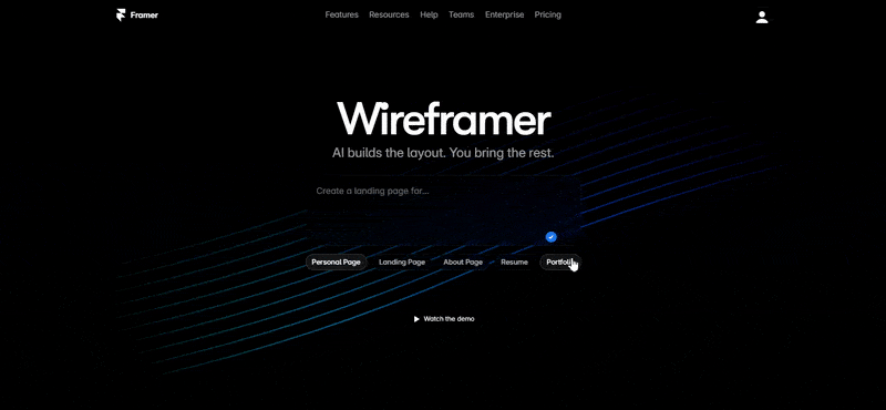 Framer AI generating landing page layouts for UI UX AI workflows
