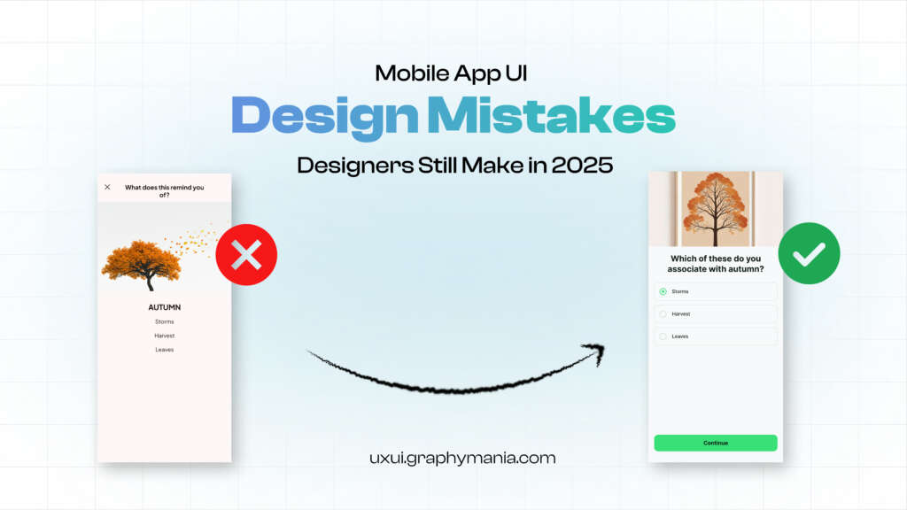 Side-by-side comparison of cluttered vs clean app interface design.