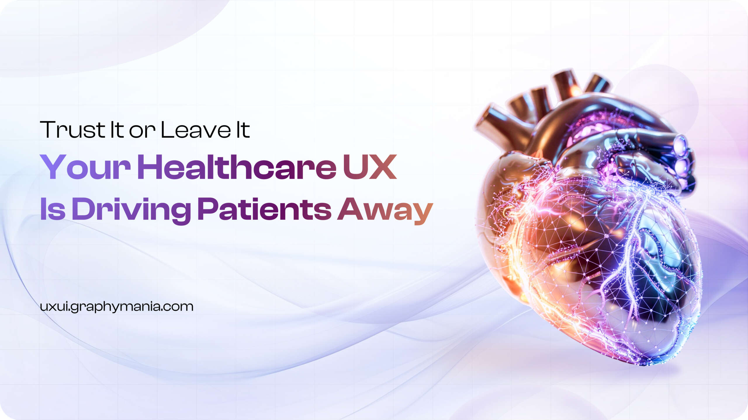 Split screen comparison of poor and optimized healthcare UX design dashboard showing impact on patient trust and usability